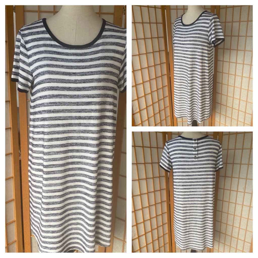 Market & Spruce Striped Casual T-Shirt Knit Dress Blue/White Sz L